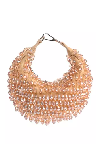 Ophelia gold suede embellished hobo bag