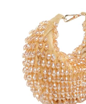 Ophelia gold suede embellished hobo bag 2