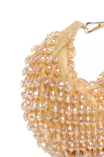 Ophelia gold suede embellished hobo bag
