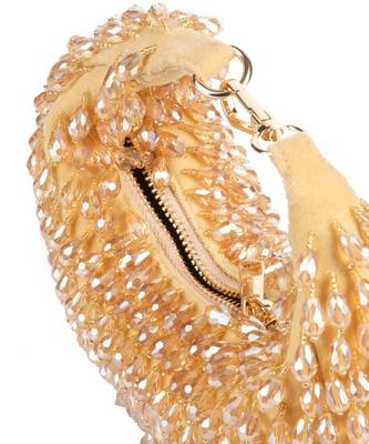 Ophelia gold suede embellished hobo bag 3