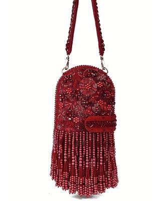 Azmat maroon suede embellished capsule bag 1