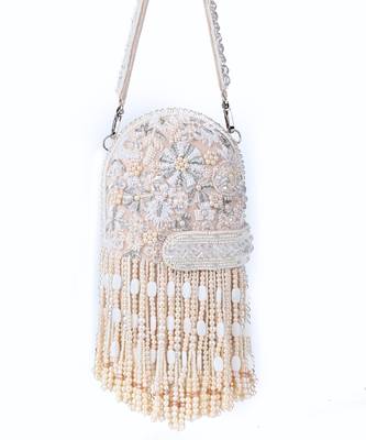 Azmat ivory suede embellished capsule bag 1