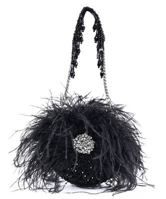 Kiraz black suede embellished clutch 1