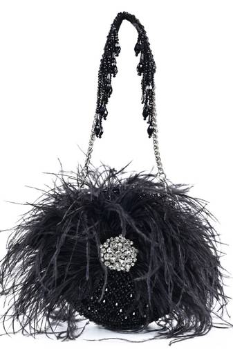 Kiraz black suede embellished clutch