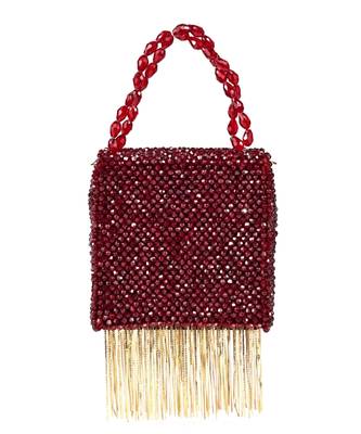 Natali maroon embellished mini bag with gold chain 2