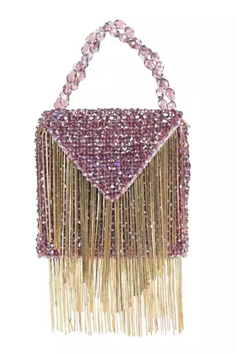 Natali mauve embellished mini bag with gold chain