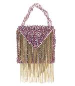 Natali mauve embellished mini bag with gold chain