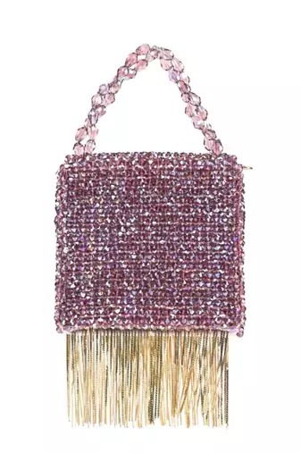 Natali mauve embellished mini bag with gold chain