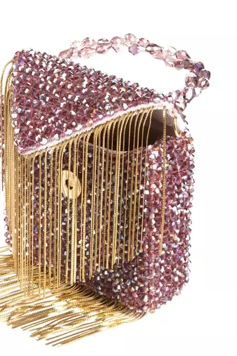Natali mauve embellished mini bag with gold chain