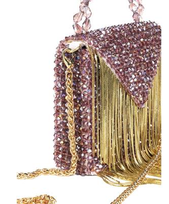 Natali mauve embellished mini bag with gold chain 4