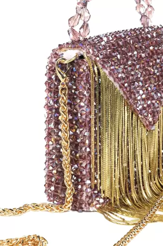Natali mauve embellished mini bag with gold chain