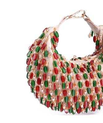 Noor multi-colour suede embellished bag 2