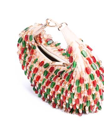Noor multi-colour suede embellished bag 3