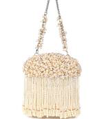 Chloe ivory suede clutch with pearl hanging