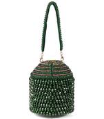 Diana green suede embellished bucket bag