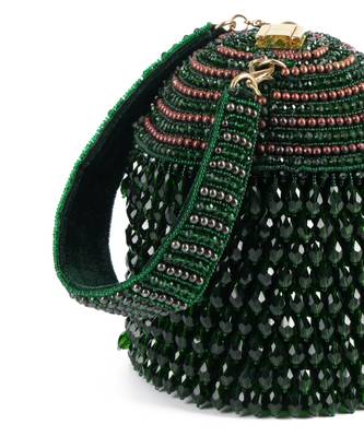 Diana green suede embellished bucket bag 2