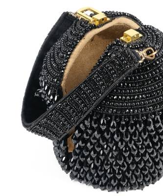 Diana black suede embellished bucket bag 1
