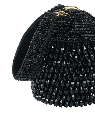 Diana black suede embellished bucket bag 2