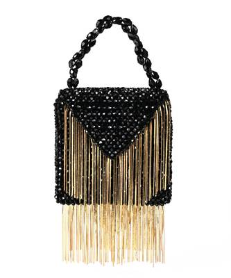 Natali black embellished mini bag with gold chain 1