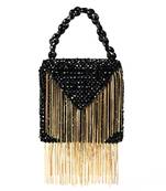 Natali black embellished mini bag with gold chain