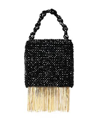 Natali black embellished mini bag with gold chain 2