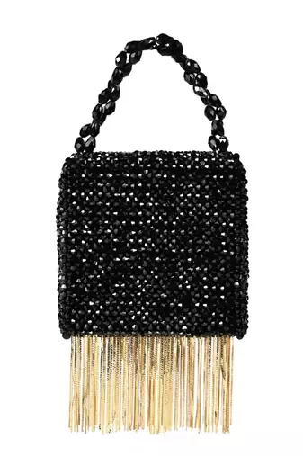 Natali black embellished mini bag with gold chain