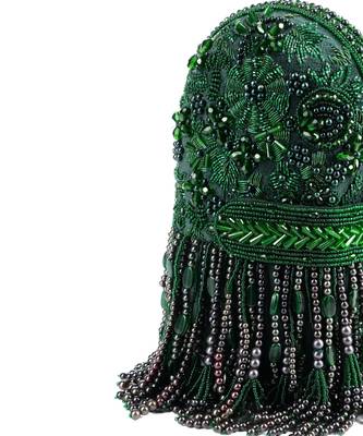 Azmat green suede embellished capsule bag 1