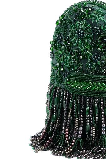 Azmat green suede embellished capsule bag