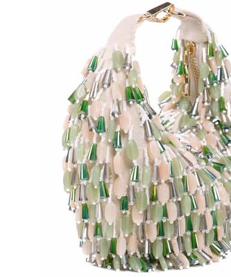 Elly ivory suede embellished hobo bag 2