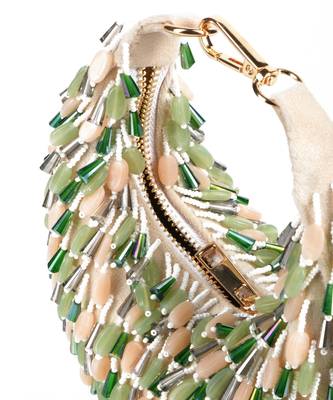 Elly ivory suede embellished hobo bag 3