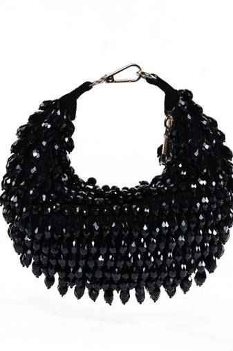 Ophelia black suede embellished hobo bag