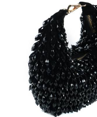 Ophelia black suede embellished hobo bag 2