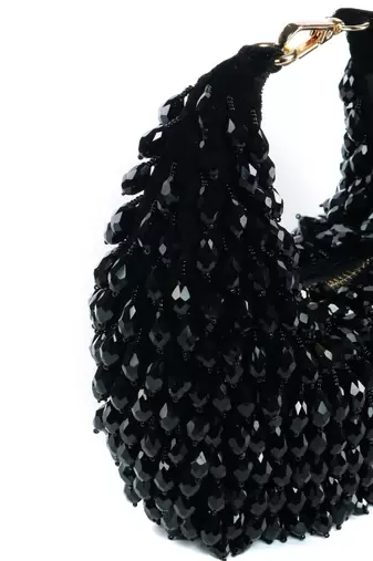 Ophelia black suede embellished hobo bag