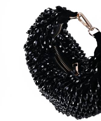 Ophelia black suede embellished hobo bag 3