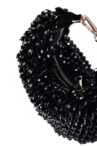 Ophelia black suede embellished hobo bag