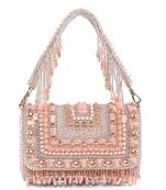 Noor pastel-colour suede embellished clutch