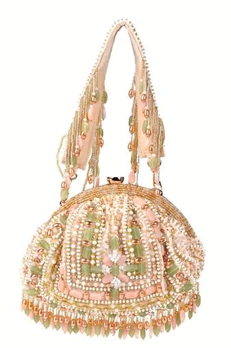 Noor pastel-colour suede embellished pouch