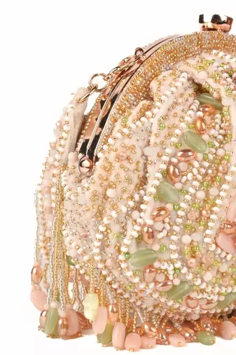Noor pastel-colour suede embellished pouch