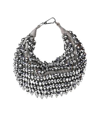Ophelia silver suede embellished hobo bag 1
