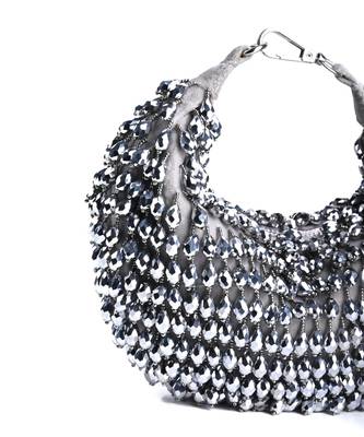 Ophelia silver suede embellished hobo bag 2