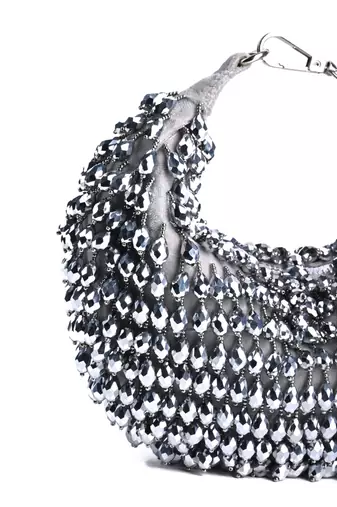 Ophelia silver suede embellished hobo bag