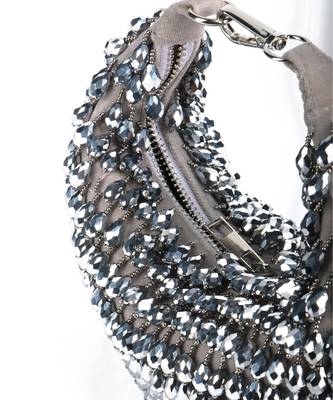 Ophelia silver suede embellished hobo bag 3