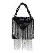 Natali black embellished mini bag with silver chain