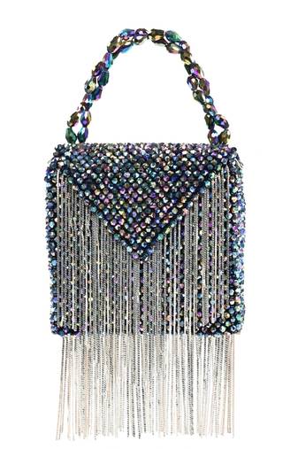 Natali metallic embellished mini bag with silver chain