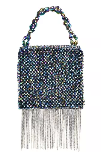 Natali metallic embellished mini bag with silver chain