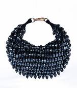 Ophelia navy blue suede embellished hobo bag