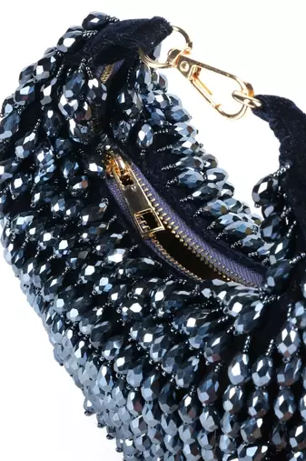 Ophelia navy blue suede embellished hobo bag
