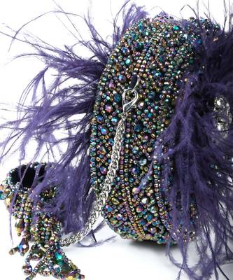 Kiraz multi-color  suede embellished clutch 3