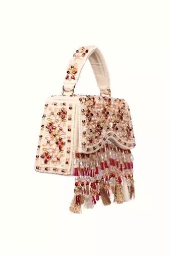 Elara multi color suede embellished box bag