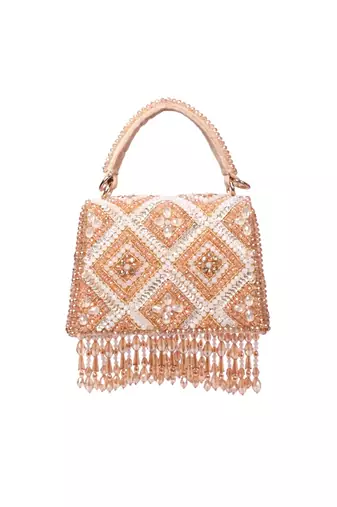 Elara gold pastel suede embellished box bag